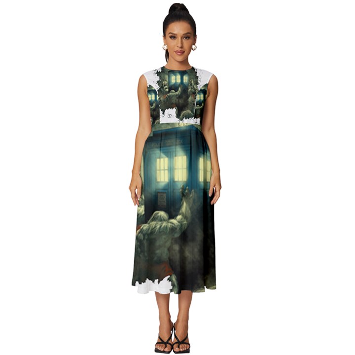 Time Machine Doctor Who Sleeveless Round Neck Midi Dress