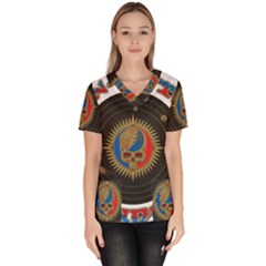 The Grateful Dead Women s V-neck Scrub Top by Cowasu