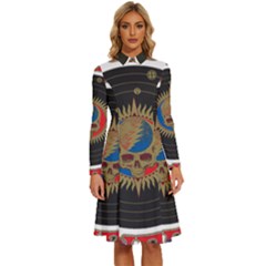 The Grateful Dead Long Sleeve Shirt Collar A-line Dress by Cowasu