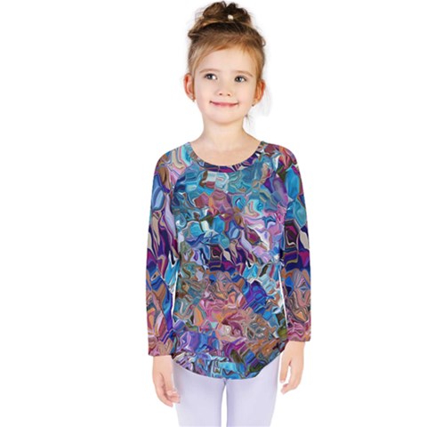 Smudged Kids  Long Sleeve T-shirt by kaleidomarblingart