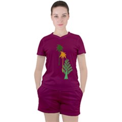 Tree ?? Women s Mesh T-shirt And Shorts Set