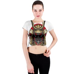 Samurai Katana Warrior Crew Neck Crop Top by Cowasu