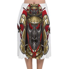 Samurai Katana Warrior Velvet Flared Midi Skirt by Cowasu