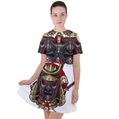 Samurai Katana Warrior Short Sleeve Shoulder Cut Out Dress  by Cowasu