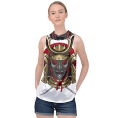 Samurai Katana Warrior High Neck Satin Top by Cowasu