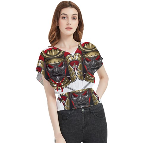 Samurai Katana Warrior Butterfly Chiffon Blouse by Cowasu