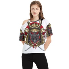 Samurai Katana Warrior One Shoulder Cut Out T-shirt by Cowasu