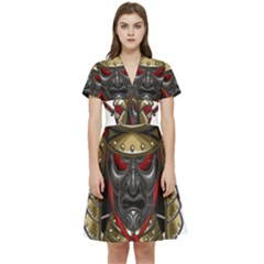 Samurai Katana Warrior Short Sleeve Waist Detail Dress by Cowasu