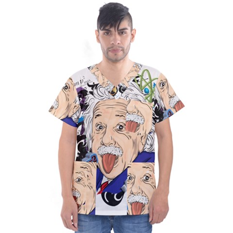 Albert Einstein Physicist Men s V-neck Scrub Top by Cowasu