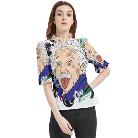 Albert Einstein Physicist Frill Neck Blouse by Cowasu