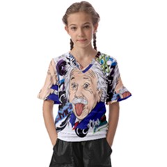 Albert Einstein Physicist Kids  V-neck Horn Sleeve Blouse by Cowasu