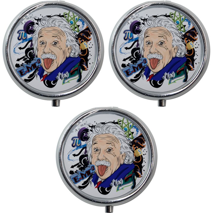 Albert Einstein Physicist Mini Round Pill Box (Pack of 3)