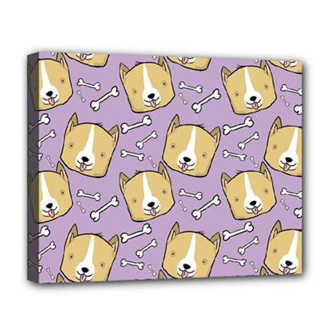 Corgi Pattern Deluxe Canvas 20  X 16  (stretched) by Cowasu