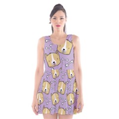 Corgi Pattern Scoop Neck Skater Dress by Cowasu