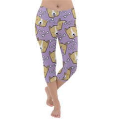 Corgi Pattern Lightweight Velour Capri Yoga Leggings by Cowasu