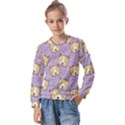 Corgi Pattern Kids  Long Sleeve T-Shirt with Frill  View1