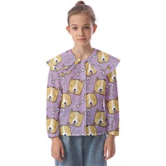 Corgi Pattern Kids  Peter Pan Collar Blouse by Cowasu