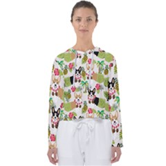 Corgis Hula Pattern Women s Slouchy Sweat by Cowasu