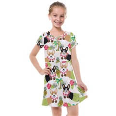 Corgis Hula Pattern Kids  Cross Web Dress by Cowasu