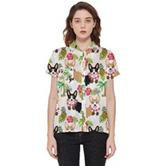 Corgis Hula Pattern Short Sleeve Pocket Shirt by Cowasu