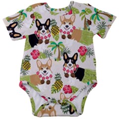 Corgis Hula Pattern Baby Short Sleeve Bodysuit by Cowasu