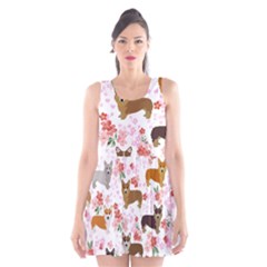 Corgis Corgi Pattern Scoop Neck Skater Dress by Cowasu