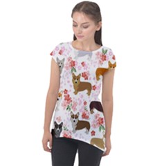 Corgis Corgi Pattern Cap Sleeve High Low Top by Cowasu