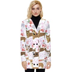 Corgis Corgi Pattern Button Up Hooded Coat  by Cowasu