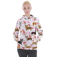 Corgis Corgi Pattern Women s Hooded Pullover by Cowasu