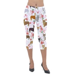 Corgis Corgi Pattern Lightweight Velour Capri Leggings  by Cowasu