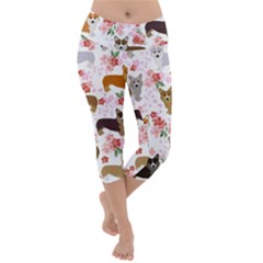 Corgis Corgi Pattern Lightweight Velour Capri Yoga Leggings by Cowasu