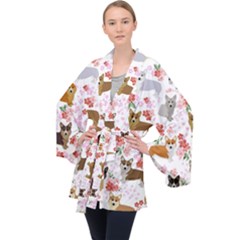 Corgis Corgi Pattern Long Sleeve Velvet Kimono  by Cowasu