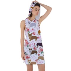 Corgis Corgi Pattern Racer Back Hoodie Dress by Cowasu