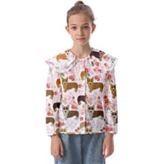 Corgis Corgi Pattern Kids  Peter Pan Collar Blouse by Cowasu