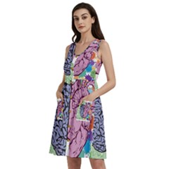 Brain-heart-balance-emotion Sleeveless Dress With Pocket by Cowasu