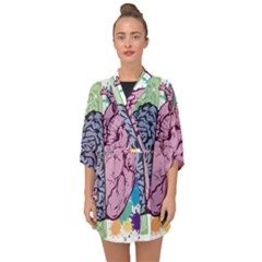 Brain-heart-balance-emotion Half Sleeve Chiffon Kimono by Cowasu