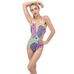 Brain-heart-balance-emotion Plunging Cut Out Swimsuit by Cowasu