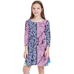 Brain-heart-balance-emotion Kids  Quarter Sleeve Skater Dress by Cowasu