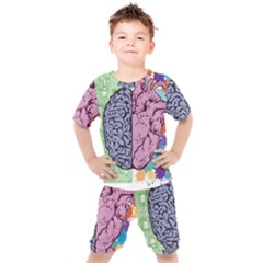 Brain-heart-balance-emotion Kids  T-shirt And Shorts Set by Cowasu