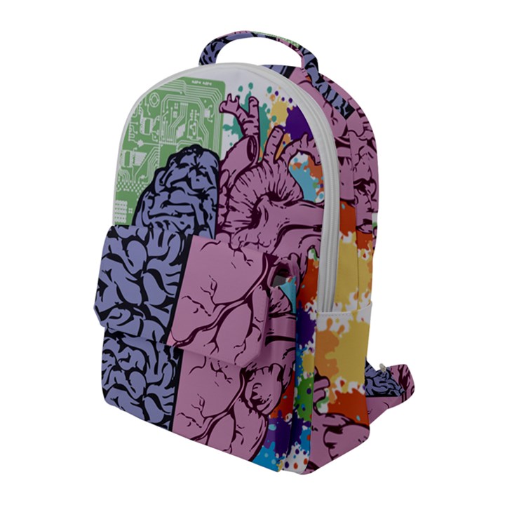 Brain-heart-balance-emotion Flap Pocket Backpack (Large)