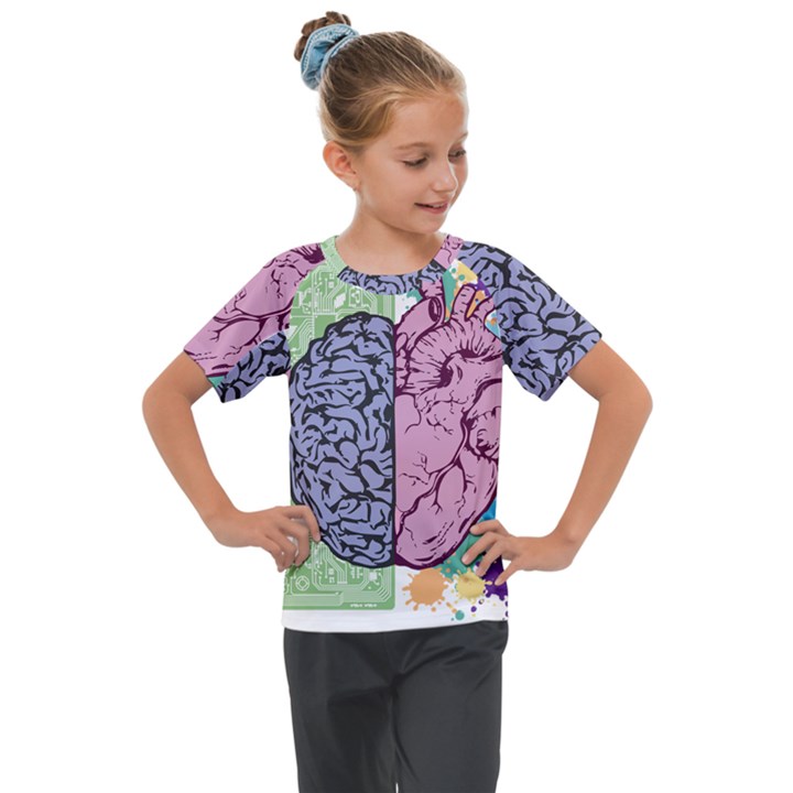 Brain-heart-balance-emotion Kids  Mesh Piece T-Shirt