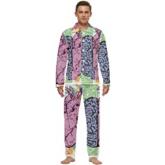 Brain-heart-balance-emotion Men s Long Sleeve Velvet Pocket Pajamas Set by Cowasu