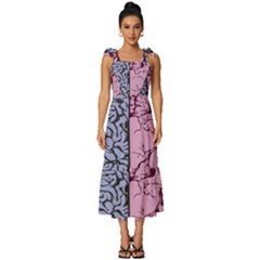 Brain-heart-balance-emotion Tie-strap Tiered Midi Chiffon Dress by Cowasu