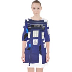 Tardis-doctor-who Quarter Sleeve Pocket Dress by Cowasu