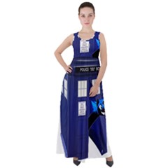 Tardis-doctor-who Empire Waist Velour Maxi Dress by Cowasu