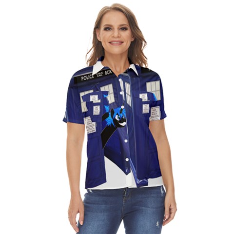 Tardis-doctor-who Women s Short Sleeve Double Pocket Shirt by Cowasu