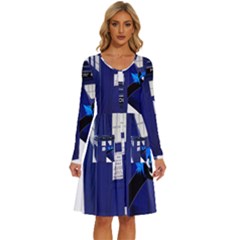 Tardis-doctor-who Long Sleeve Dress With Pocket by Cowasu