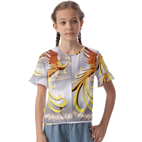 Phoenix Kids  Cuff Sleeve Scrunch Bottom T-shirt by Cowasu