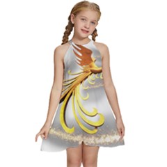 Phoenix Kids  Halter Collar Waist Tie Chiffon Dress by Cowasu