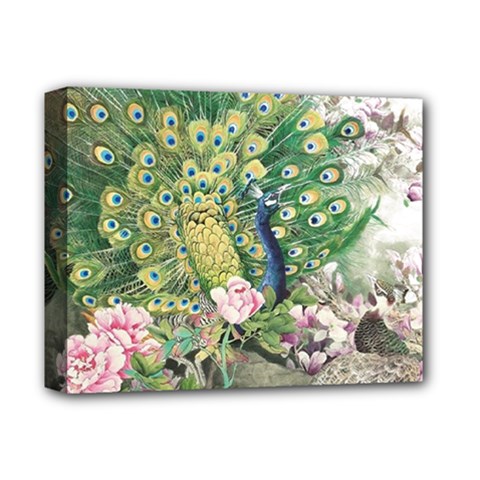 Peafowl Peacock Feather-beautiful Deluxe Canvas 14  X 11  (stretched) by Cowasu